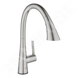 Grohe ZedraTouch - Mitigeur électronique d'évier avec douchette extractible, supersteel 30219DC2