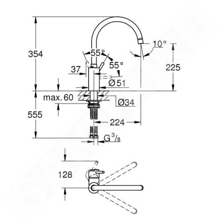 Grohe Concetto - Mitigeur d'évier, supersteel 32661DC3