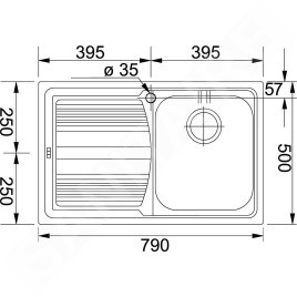Franke Logica - Évier en inox LLL 611/2, 790x500 mm, tissé 101.0120.183