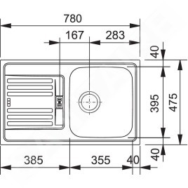 Franke Euroform - Évier en inox EFL 614-78, 780x475 mm, structure tissée 101.0684.387