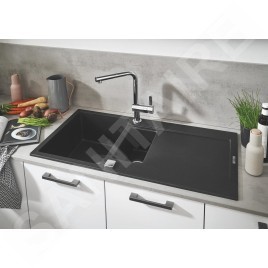 Grohe Éviers - Évier composite K500 avec garniture de vidage automatique, 1000x500 mm, noir granite 31646AP0