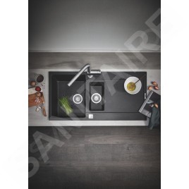 Grohe Éviers - Évier composite K500 avec garniture de vidage automatique, 1000x500 mm, noir granite 31646AP0