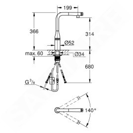 Grohe Essence SmartControl - Mitigeur d'évier avec douchette extractible, SmartControl, Warm Sunset 31615DA0