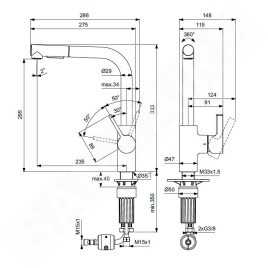 Ideal Standard Gusto - Mitigeur d'évier avec douchette extractible, chrome BD420AA