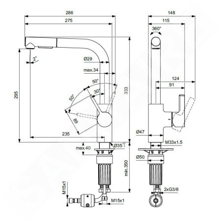 Ideal Standard Gusto - Mitigeur d'évier avec douchette extractible, Sunset Rose BD420J4