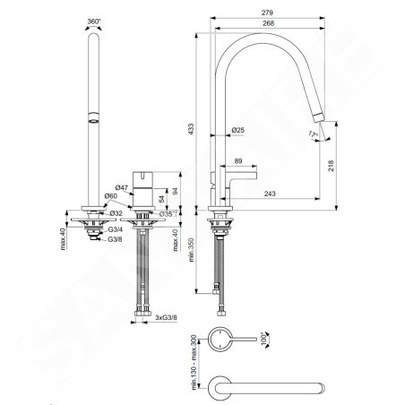 Ideal Standard Gusto - Mitigeur d'évier, installation à 2 trous, chrome BD422AA