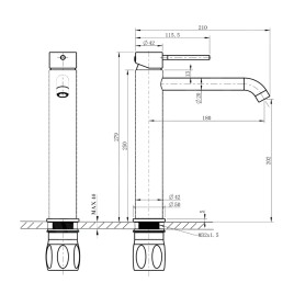Sapho Soliter - Mitigeur de lavabo, doré FR678GB