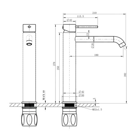 Sapho Soliter - Mitigeur de lavabo, doré FR678GB