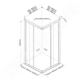 Aqualine Cabines de douche - Cabine de douche carrée, 700x700 mm, verre dépoli Brick BTQ700