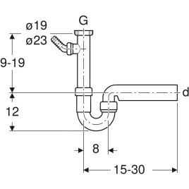 Geberit Accessoires - Siphon pour éviers, avec embout cannelé équerre, sortie horizontale, d 40 mm 152.713.11.1