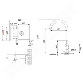 Franke Colonnes - Set de cuisine G265O, évier en fragranit BSG 611-62 + robinet FP 9000.031, onyx/chrome 114.0700.745