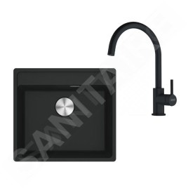 Franke Colonnes - Set de cuisine G274MČ, évier en fragranit MRG 610-52 RTL + robinet FN 6018.901, noir mat 114.0700.787