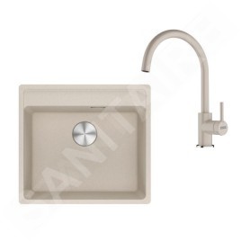Franke Colonnes - Set de cuisine G274SA, évier en fragranit MRG 610-52 RTL  + robinet FP 6018.082, sahara 114.0700.789