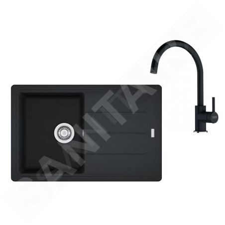 Franke Colonnes - Set de cuisine G279O, évier en fragranit BFG 611-78, onyx + robinet FC 6018.071, onyx 114.0700.807