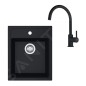 Franke Colonnes - Set de cuisine T121Č,évier en tectonite SID 610-40 + robinet FN 6018.901, noir / noir mat 143.0687.336 Franke Colonnes - Set de cuisine T121Č,évier en tectonite SID 610-40 + robinet FN 6018.901, noir / noir mat 143.0687.336