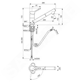 Ideal Standard Ceralook - Robinetterie d’évier avec douchette extractible, BlueStart, chrome BC294AA
