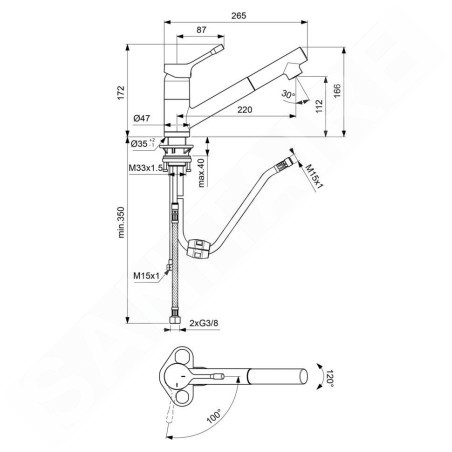 Ideal Standard Ceralook - Robinetterie d’évier avec douchette extractible, BlueStart, chrome BC294AA
