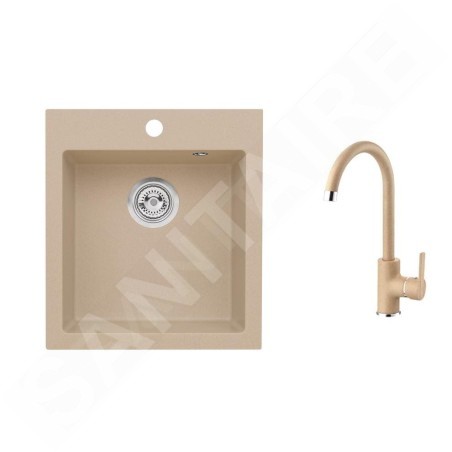 Alveus Sets - Ensemble d'évier en granit Cortina 20 et robinetterie Tonia, beige SETA736