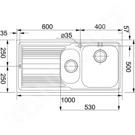 Franke Logica - Évier en inox LLX 651/2, 1000x500 mm 101.0120.189