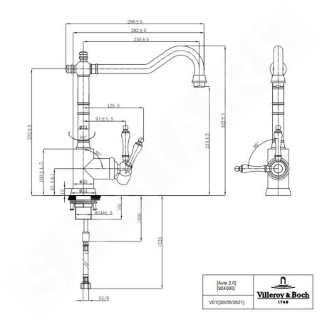 Villeroy & Boch Avia 2.0 - Mitigeur d'évier, inox 924000LC