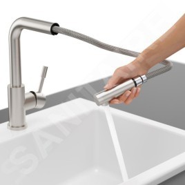 Villeroy & Boch Steel Shower - Mitigeur d'évier avec bec extractible, inox 969701LC