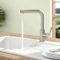 Villeroy & Boch Steel Shower - Mitigeur d'évier avec bec extractible, inox 969701LC