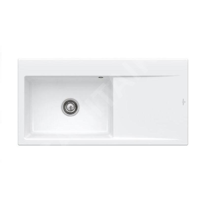 Villeroy & Boch Subway Style 60 - Évier en céramique 100x51 cm, CeramicPlus, Stone White 336201RW