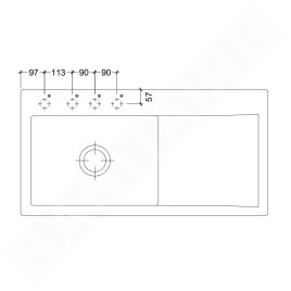 Villeroy & Boch Subway Style 60 - Évier en céramique 100x51 cm, CeramicPlus, Stone White 336201RW