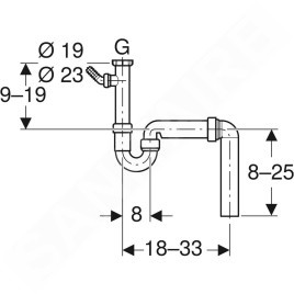 Geberit Accessoires - Siphon en tube pour éviers, avec raccord de tuyau, sortie verticale, d 40 mm 152.556.11.1