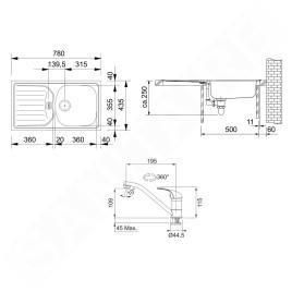 Franke Colonnes - Set de cuisine N34, évier en inox ETN 614 N ETHOS + robinet FB 250.031, chrome 101.0684.388