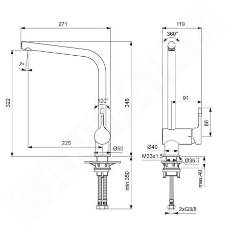 Ideal Standard Ceralook - Robinetterie d’évier, acier allié BC174GN