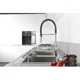 Paffoni Light - Mitigeur d’évier avec bec flexible, chrome/ noir mat LIG179CRNO