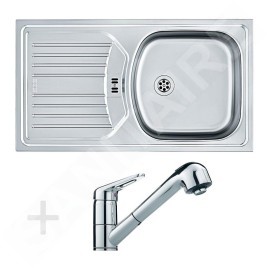 Franke Colonnes - Kit de cuisine N49, évier en inox ETN 614 6/4" NOVA + robinet FC 9547, chrome 101.0366.098