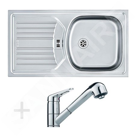Franke Colonnes - Kit de cuisine N49, évier en inox ETN 614 6/4" NOVA + robinet FC 9547, chrome 101.0366.098