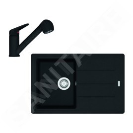 Franke Colonnes - Ensemble de cuisine G57, évier en fragranit BFG 611-78 et mitigeur FC 9547.901, noir mat 114.0675.667