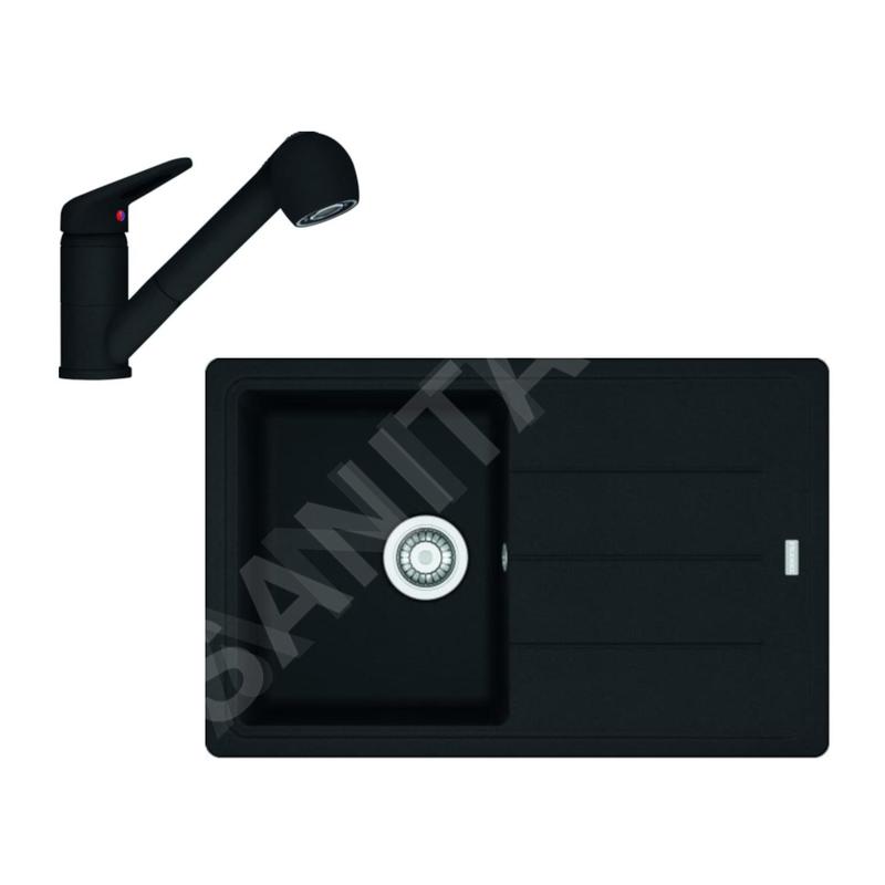 Franke Colonnes - Ensemble de cuisine G57, évier en fragranit BFG 611-78 et mitigeur FC 9547.901, noir mat 114.0675.667 Franke Colonnes - Ensemble de cuisine G57, évier en fragranit BFG 611-78 et mitigeur FC 9547.901, noir mat 114.0675.667