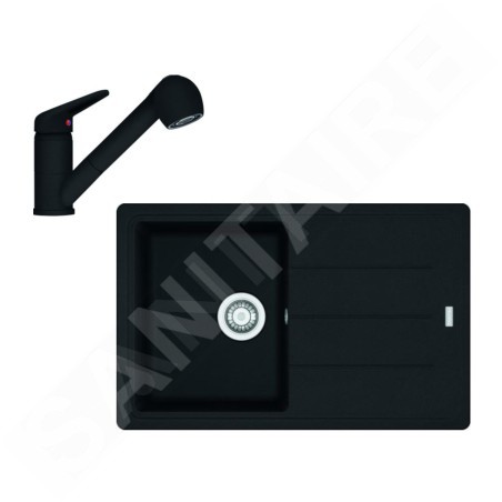 Franke Colonnes - Ensemble de cuisine G57, évier en fragranit BFG 611-78 et mitigeur FC 9547.901, noir mat 114.0675.667