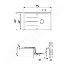 Franke Colonnes - Ensemble de cuisine G57, évier en fragranit BFG 611-78 et mitigeur FC 9547.901, noir mat 114.0675.667