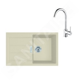 Franke Colonnes - Ensemble de cuisine T104, évier en tectonite S2D 611-78 et mitigeur FP 9000.031, beige / chrome 143.0675.728