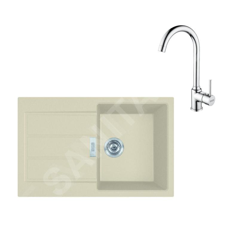Franke Colonnes - Ensemble de cuisine T104, évier en tectonite S2D 611-78 et mitigeur FP 9000.031, beige / chrome 143.0675.728 Franke Colonnes - Ensemble de cuisine T104, évier en tectonite S2D 611-78 et mitigeur FP 9000.031, beige / chrome 143.0675.728
