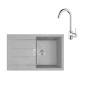 Franke Colonnes - Ensemble de cuisine T104, évier en tectonite S2D 611-78 et mitigeur FP 9000.031, gris / chrome 143.0675.727