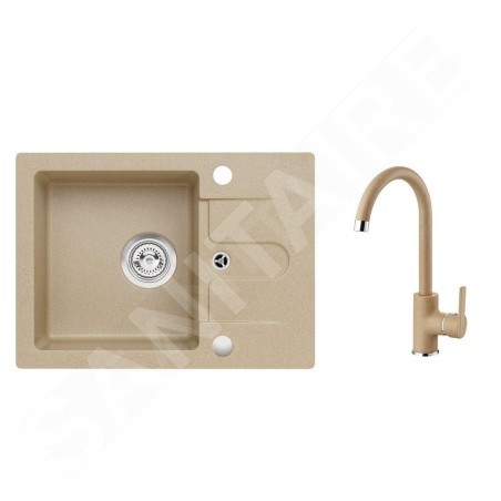 Alveus Sets - Ensemble d'évier en granit Cortina 20 et la robinetterie Tonia, beige SETA21009