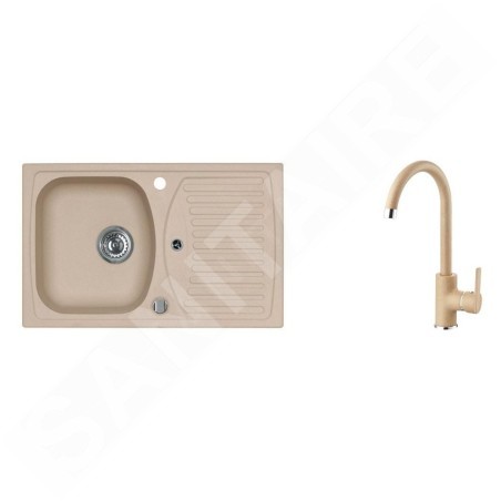 Alveus Sets - Ensemble d'évier Record 30 et la robinetterie Tonia, beige SETA112