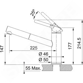 Franke Orbit - Mitigeur d'évier FC 3055.424 avec douchette extractible, chrome / cachemire 115.0623.147