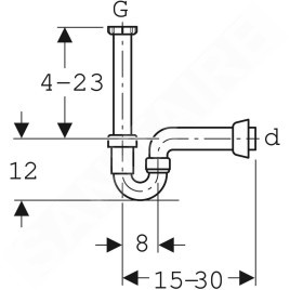 Geberit Accessoires - Siphon en tube pour éviers, sortie horizontale, d 40 mm 152.742.11.1