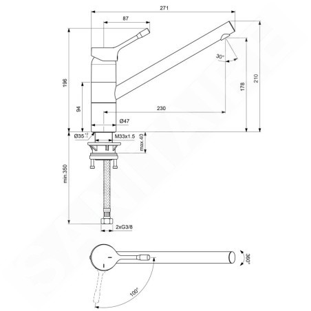 Ideal Standard Ceralook - Robinetterie d’évier, BlueStart, acier allié BC295GN