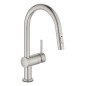 Grohe MintaTouch - Mitigeur d’évier électronique avec douchette extractible, supersteel 31358DC2