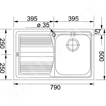 Franke Logica - Évier en inox LLL 611/7, 790x500 mm, tissé 101.0120.184