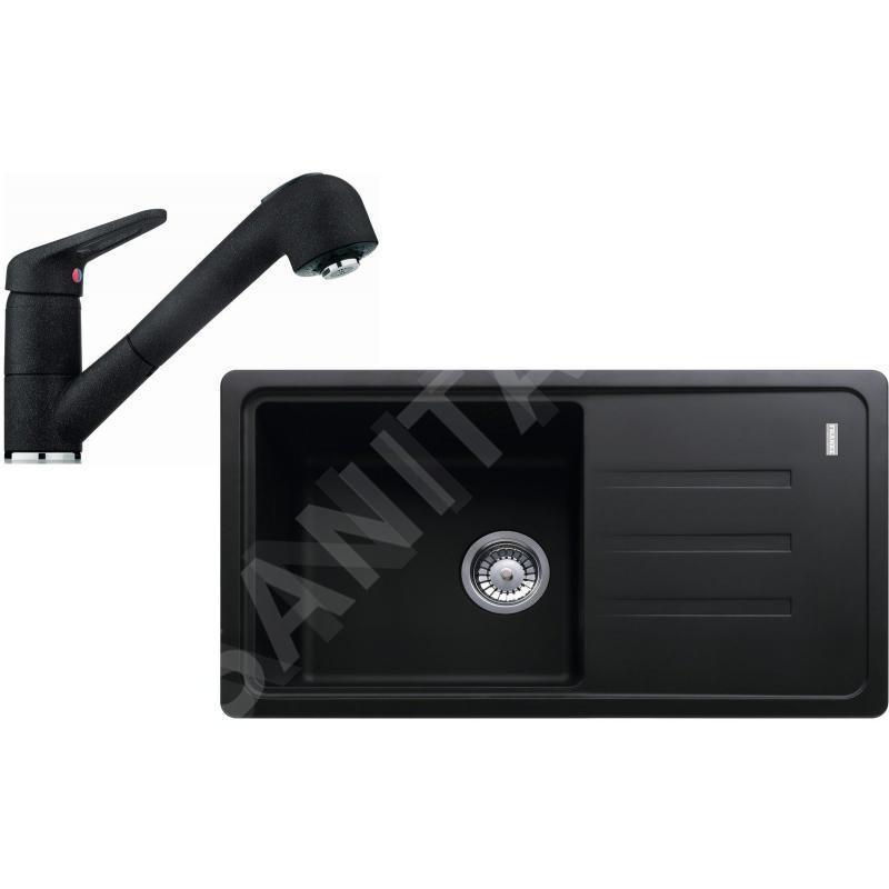 Franke Colonnes - Set de cuisine G122, évier en fragranit BSG 611-78/39, onyx + robinet FC 9547.071, chrome/onyx 114.0441.181 Franke Colonnes - Set de cuisine G122, évier en fragranit BSG 611-78/39, onyx + robinet FC 9547.071, chrome/onyx 114.0441.181