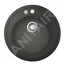 Grohe Éviers - Évier composite K200 avec garniture de vidage automatique, diamètre 510 mm, noir granite 31656AT0